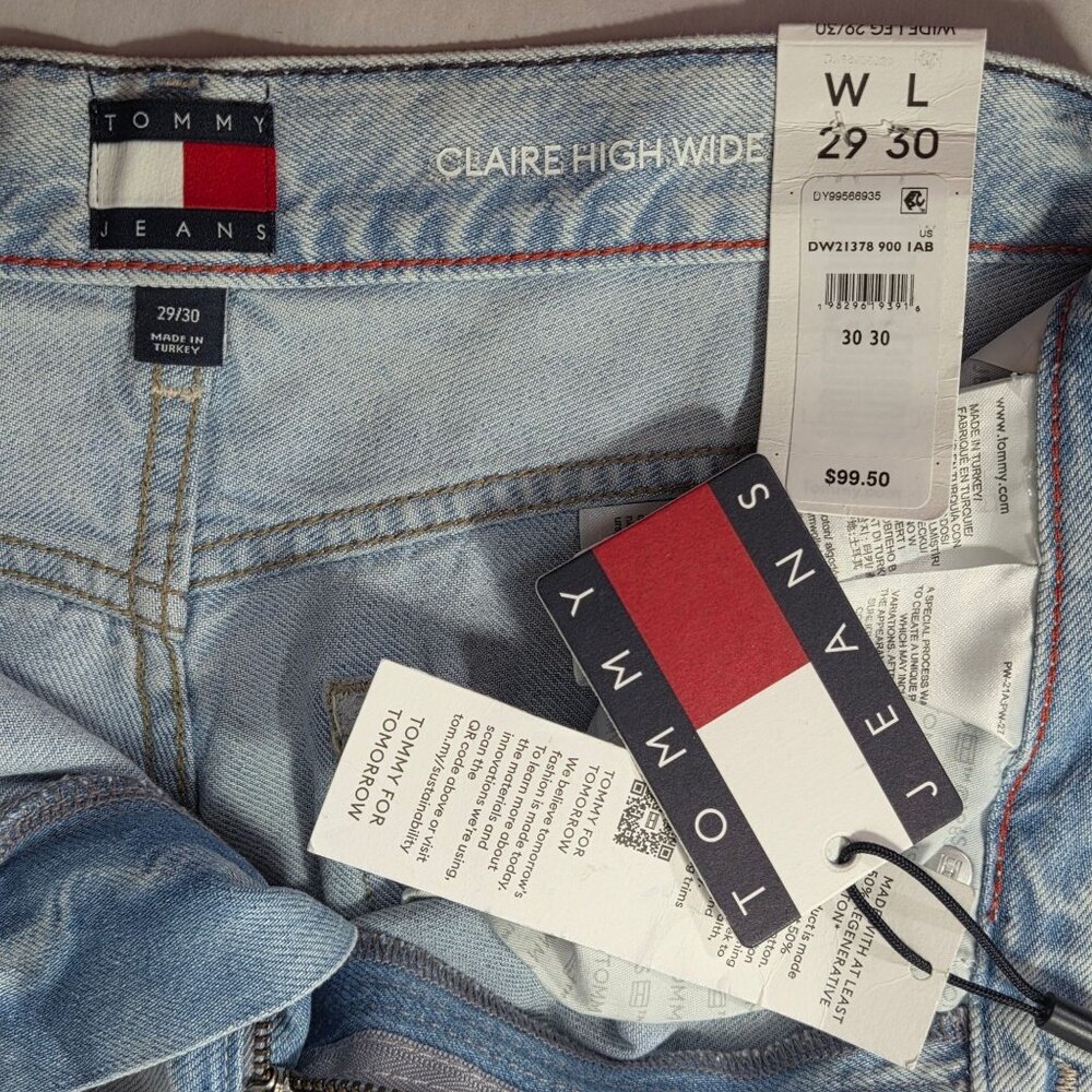 NWT Tommy Jeans Women's Claire High-Rise Wide-Leg Jeans - Ultra Light - Picture 5 of 7